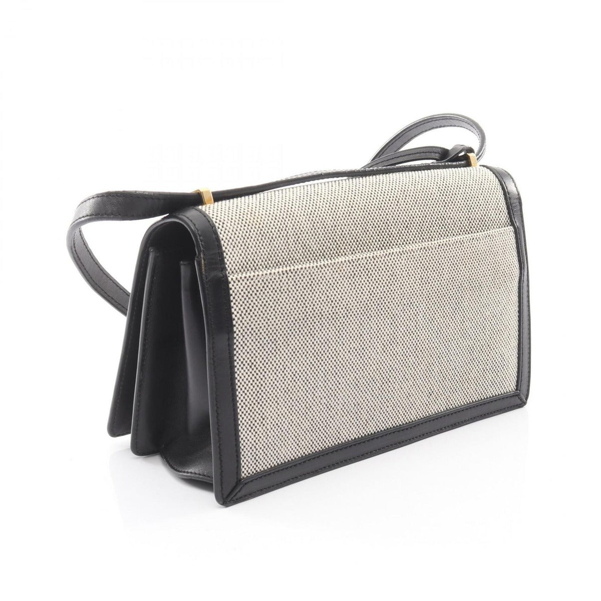 Loewe Shoulder Bag Barcelona White Black Canvas Leather Ivory — view 2