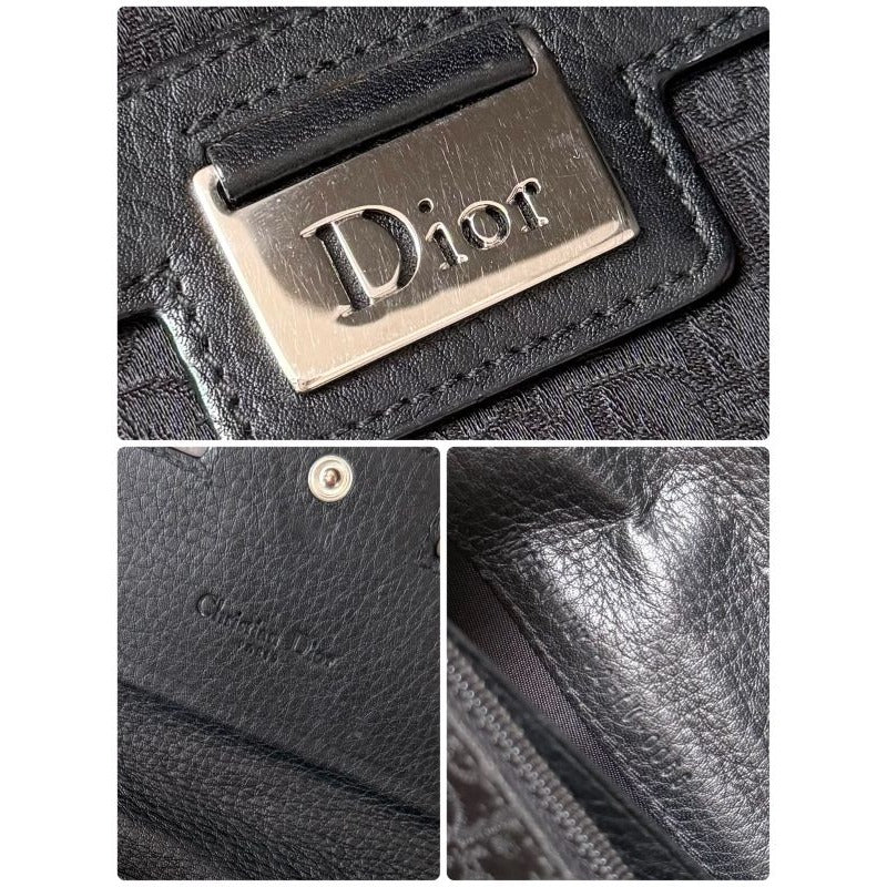 Christian Dior Long Wallet Plate Foldable Black — view 4