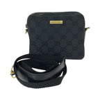 Gucci Black Gold GG Canvas Leather Shoulder Bag Mini