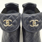 Chanel Quilted Turnlock Side Gore Shorts Navy 38 — view 6