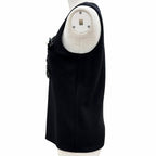 Chanel Wool CC Logo Sleeveless Top with Camellia Brooch Black 38 — view 2