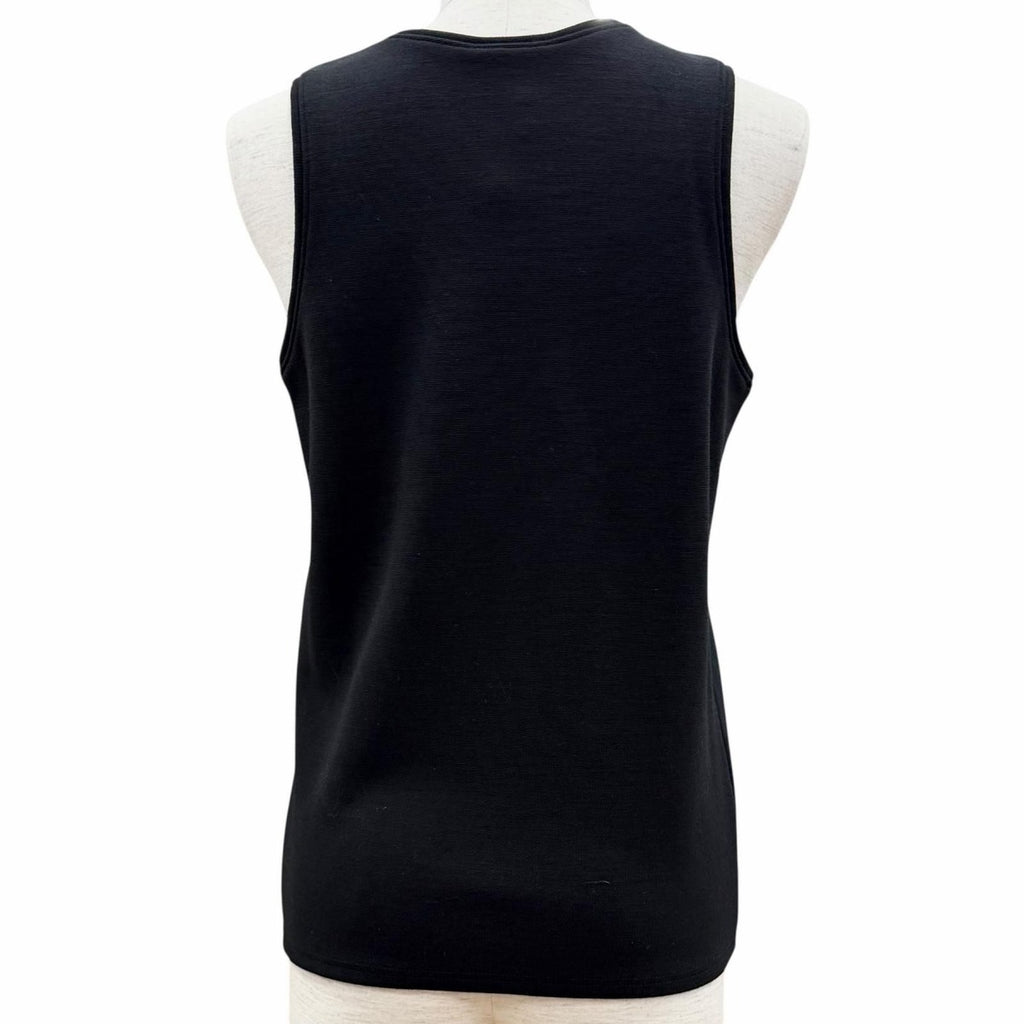 Chanel Wool CC Logo Sleeveless Top with Camellia Brooch Black 38 — view 3