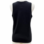 Chanel Wool CC Logo Sleeveless Top with Camellia Brooch Black 38 — view 3