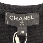 Chanel Wool CC Logo Sleeveless Top with Camellia Brooch Black 38 — view 5
