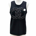 Chanel Wool CC Logo Sleeveless Top with Camellia Brooch Black 38