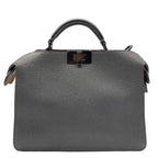Fendi 7 Va530 Peekaboo Icyou Small 2-Way Shoulder Bag Calf Leather Gray