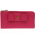Prada Round Zipper Ribbon 1 M0506 Leather Saffiano Peonia 1211 Long