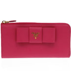 Prada Round Zipper Ribbon 1 M0506 Leather Saffiano Peonia 1211 Long