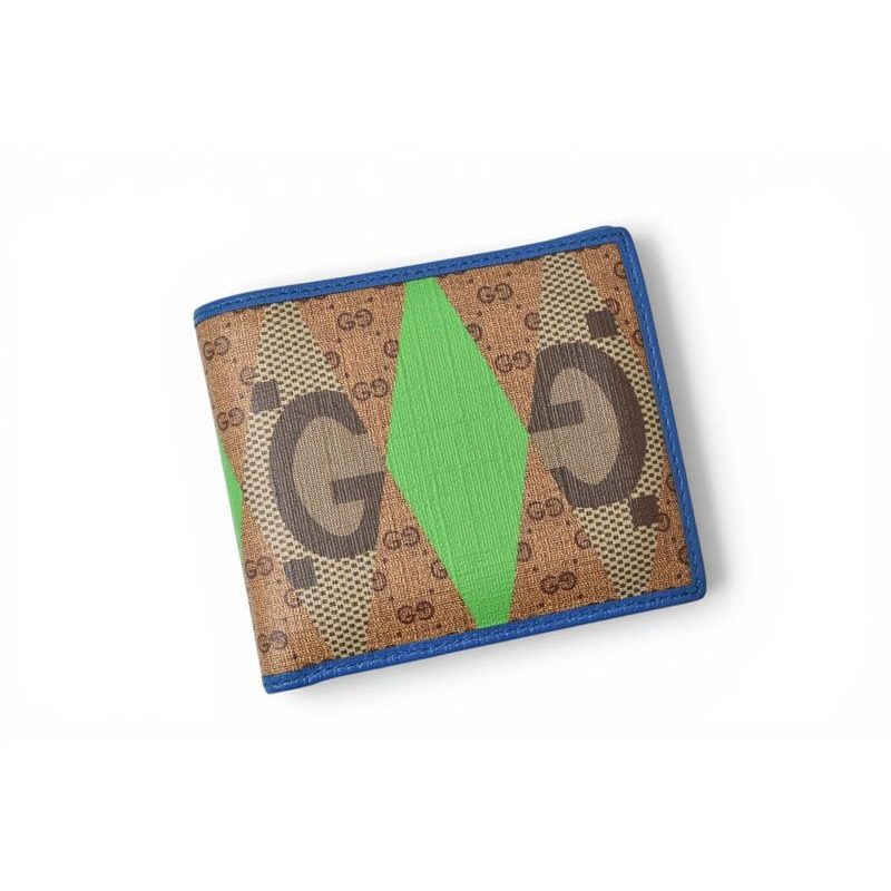 Gucci Wallet Fold GG Lambus Print Brown Blue — view 2