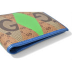 Gucci Wallet Fold GG Lambus Print Brown Blue — view 9
