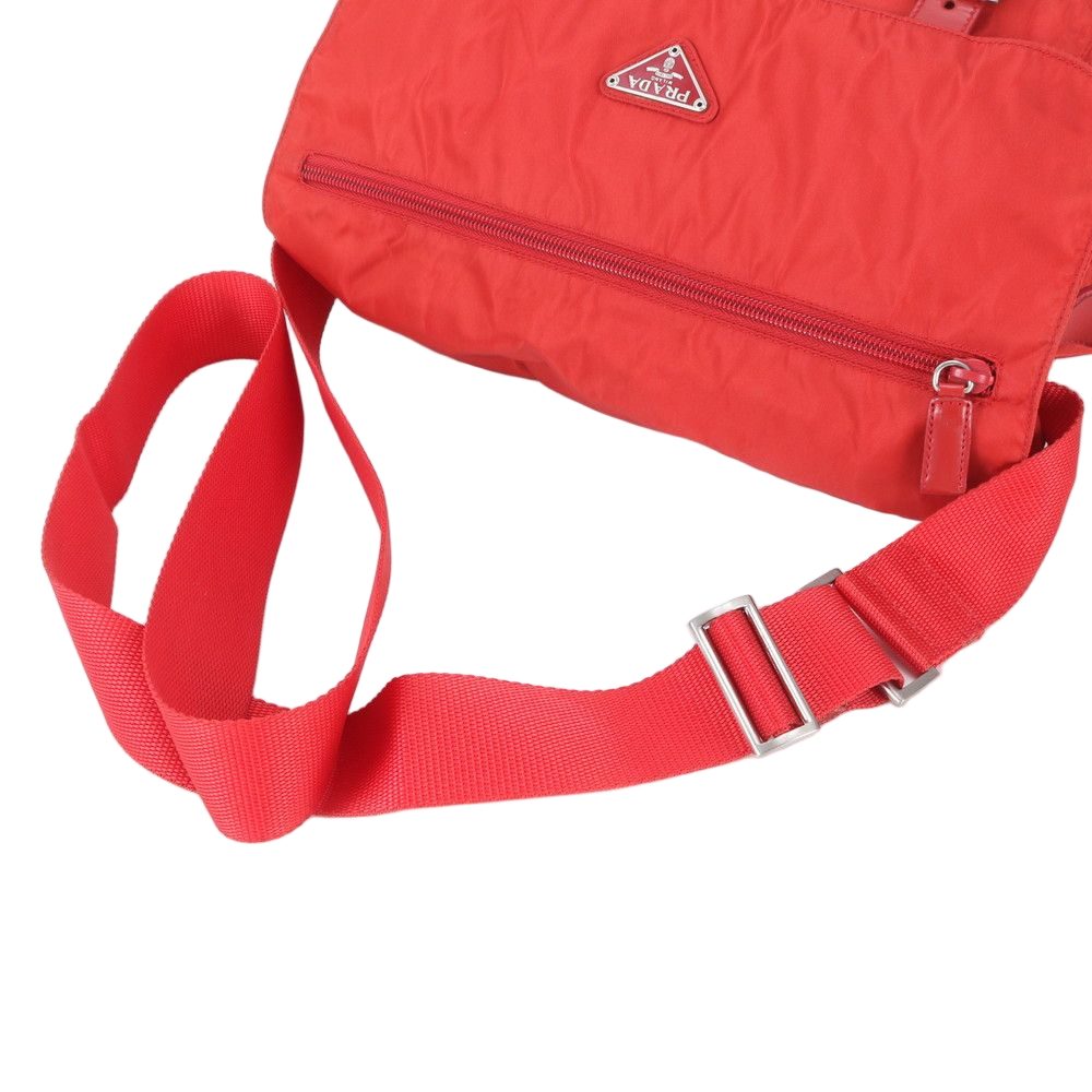 Prada Tessuto Nylon Triangle Logo Leather Shoulder Bag Crossbody — view 2