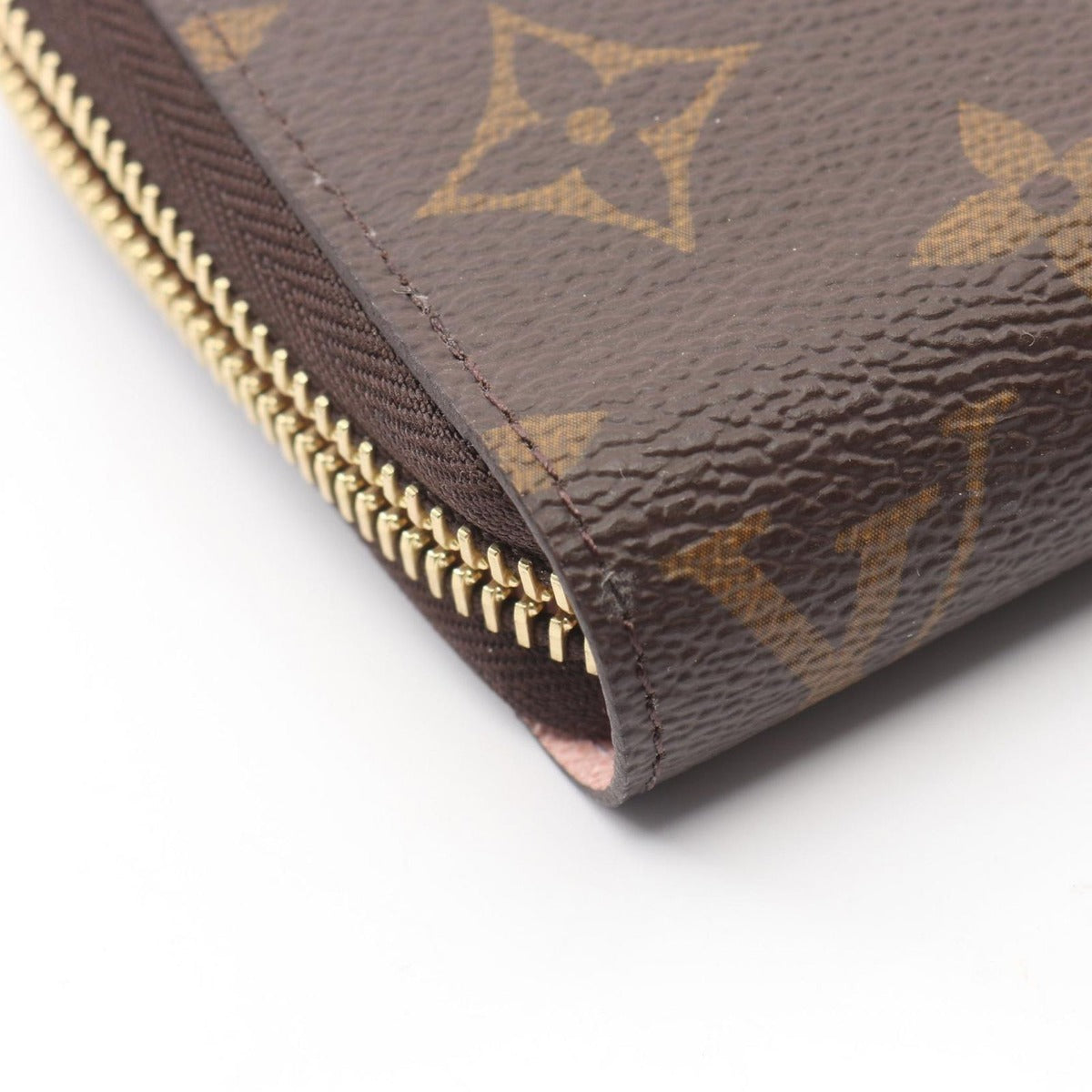 Louis Vuitton Round Wallet Zippy Rosevalerine Leather Rose Velours Brown Pink — view 5
