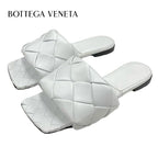 Bottega Veneta Lido Sandal Shoes Leather White Flat Mule Intrecciato