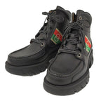 Gucci Ankle Boots Interlocking G Lace Up Short Size 5 1 2 Leather Black