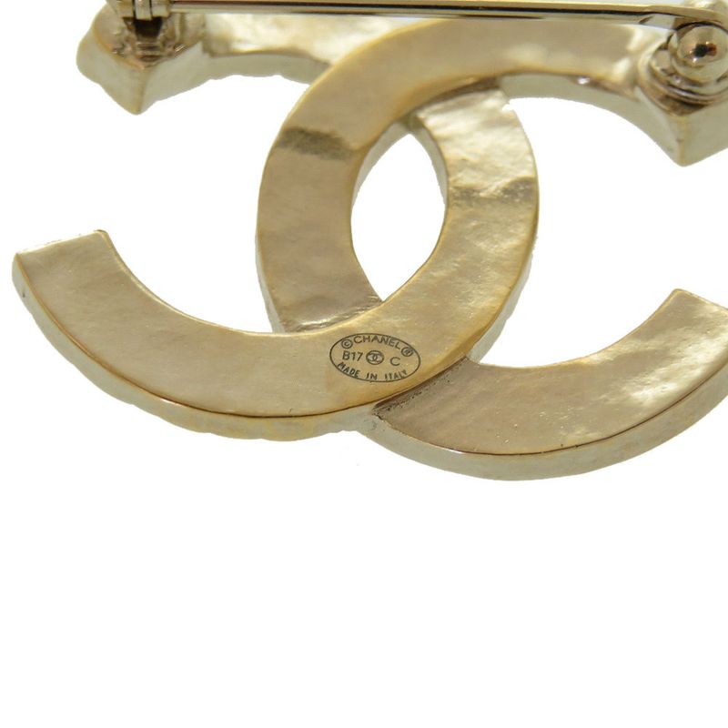 Chanel Coco Mark B17 C Rhinestone Gold Brooch Accessories 0183 — view 4