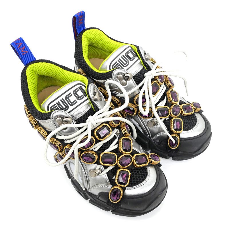 Gucci Flash Trek Bijou Sneakers Removable Silver — view 5