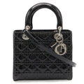 Dior Cannage Tote 2-Way Shoulder Bag Patent Leather Black Pink Gray