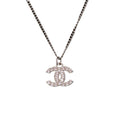 Chanel Coco Mark Metal Rhinestone Silver 0834 Necklace