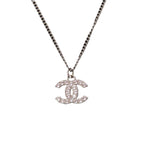 Chanel Coco Mark Metal Rhinestone Silver 0834 Necklace — view 2