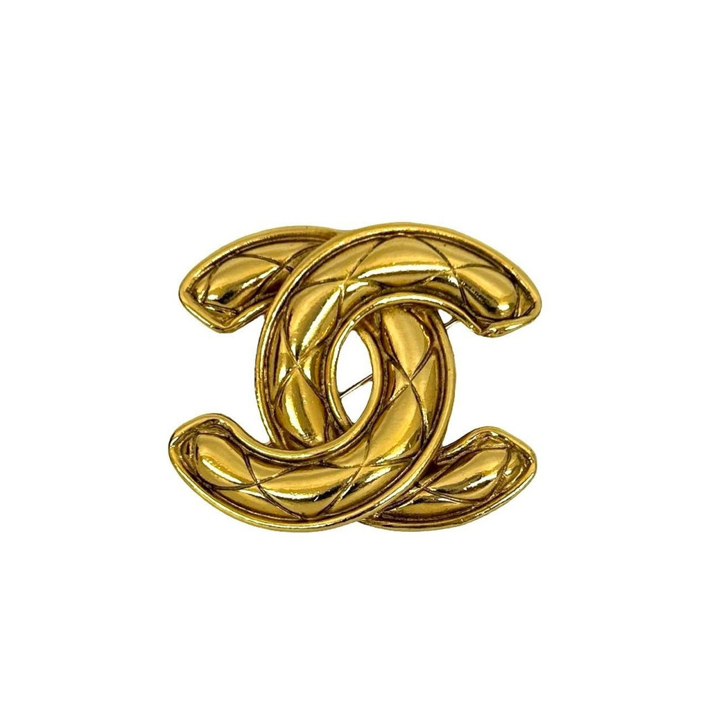 Chanel And Rice Vintage CC Logo Motif Brooch Gold — view 3