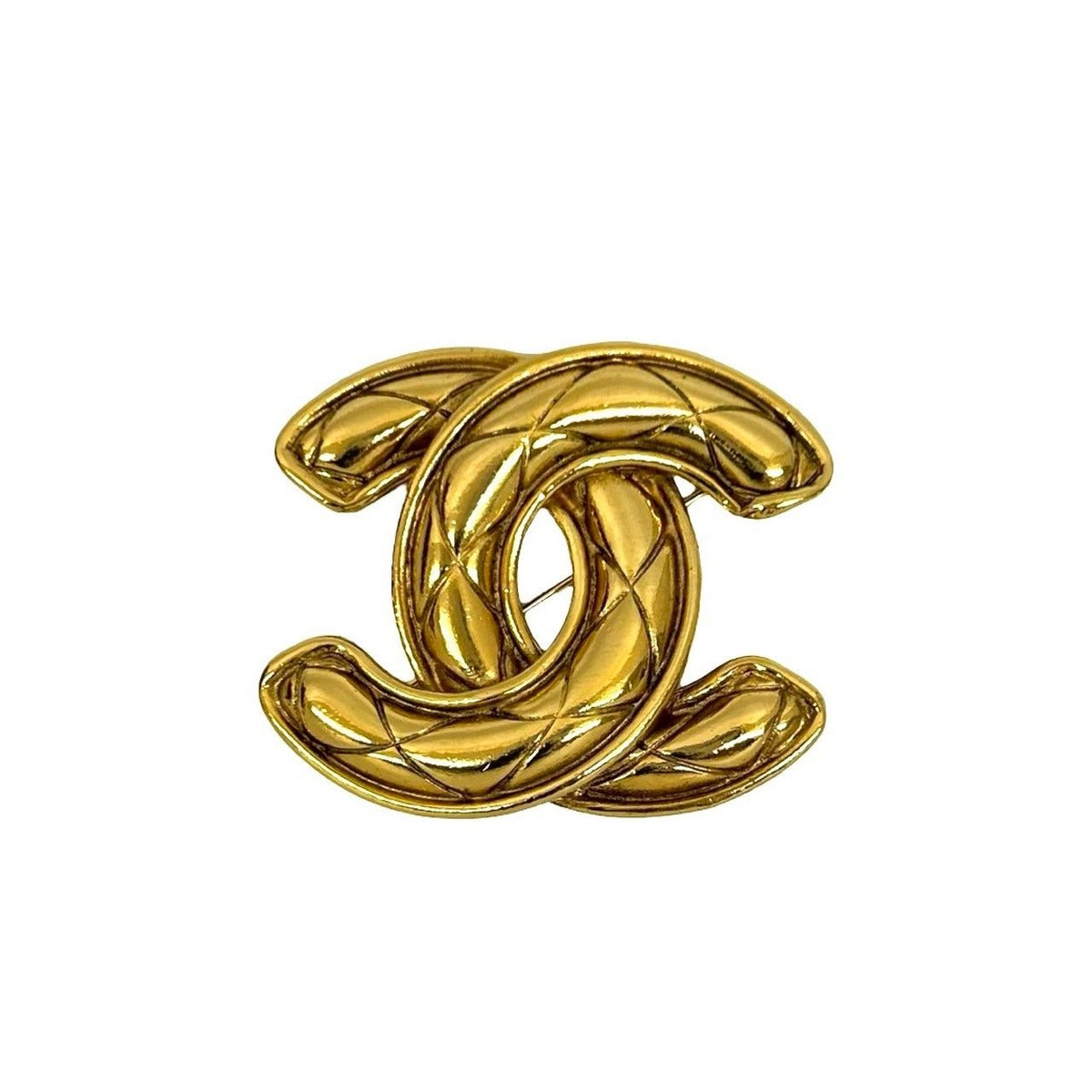 Chanel And Rice Vintage CC Logo Motif Brooch Gold — view 3