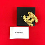 Chanel And Rice Vintage CC Logo Motif Brooch Gold