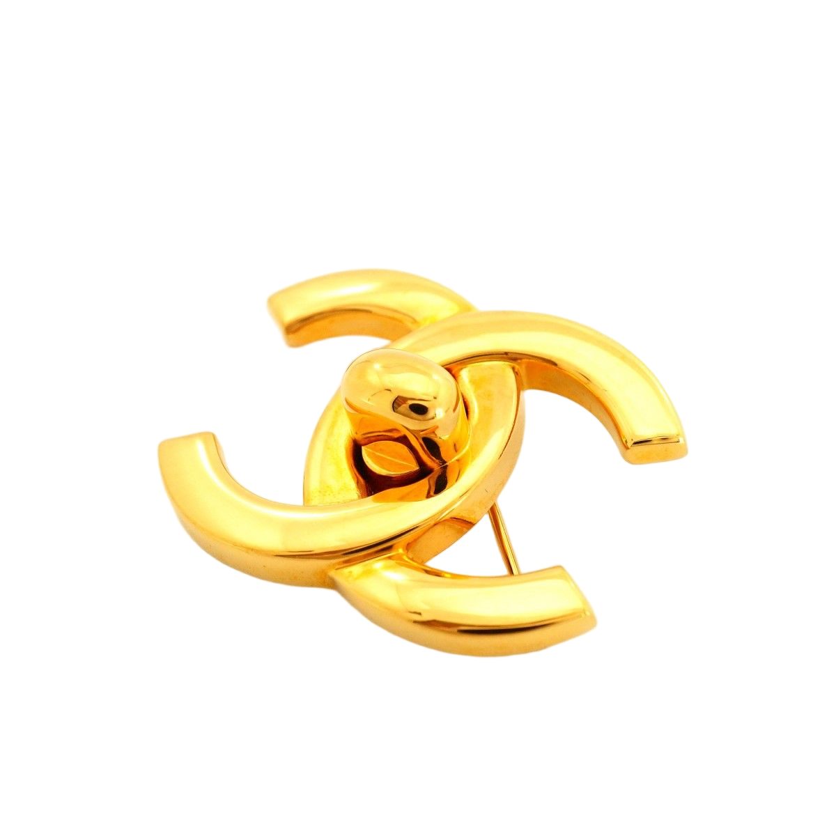 Chanel Brooch Vintage Turnlock Gold Plated — view 2