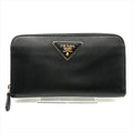 Prada Big Logo Saffiano Zip Around Wallet Black