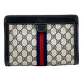 Gucci Sherry Line GG Supreme Vintage Leather Navy Light Gray Clutch