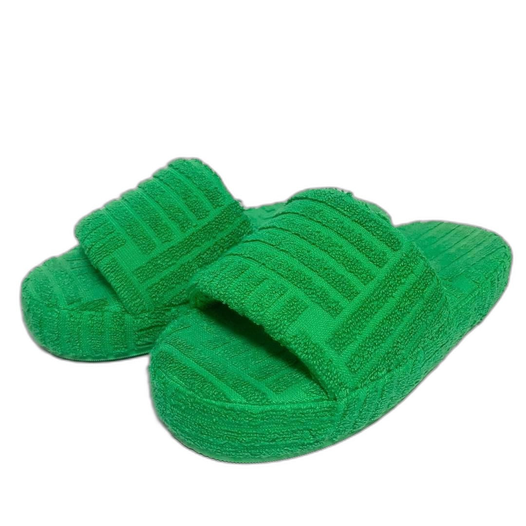 Bottega Veneta Resort Sponge Slide Sandals Green — view 2