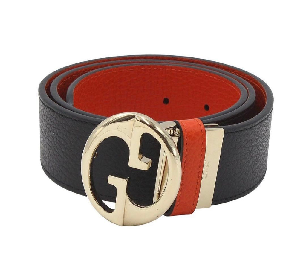 Gucci Double G Interlocking G Leather Reversible Belt