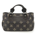 Celine Macadam Boogie Bag Tote Denim Leather Black Silver Hardware