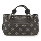 Celine Macadam Boogie Bag Tote Denim Leather Black Silver Hardware