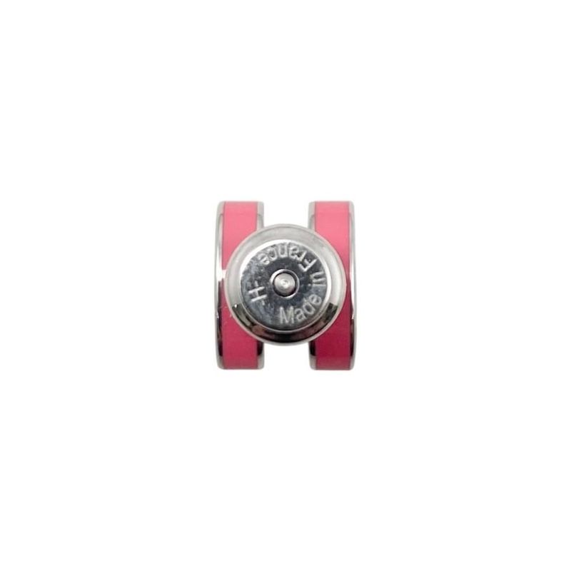 Hermes Earrings Pop Ashe Mini H Logo Rose Tropic Pink Silver — view 4