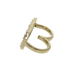 Chanel Double Finger L23 B Metal Stone Faux Pearl Gold Ring — view 5