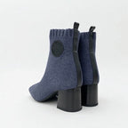 Hermes Volver Boots Short Shoes Knit Leather Blue Black Exlibris Sock — view 5
