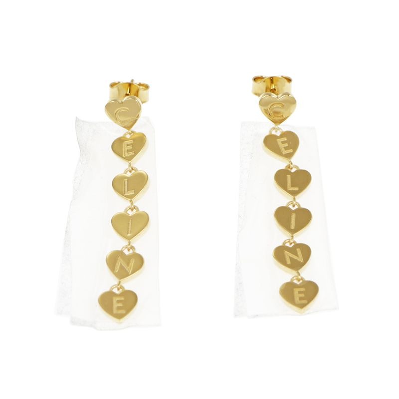 Celine Earrings Heart Logo Gold Color Pair Accessories Small Items — view 2