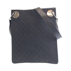Gucci Black Silver Hardware GG Canvas Leather Shoulder Bag Pochette