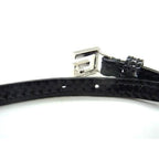 Gucci Bracelet Logo Black Patent Leather Rhinestone 2 Row Silver — view 3