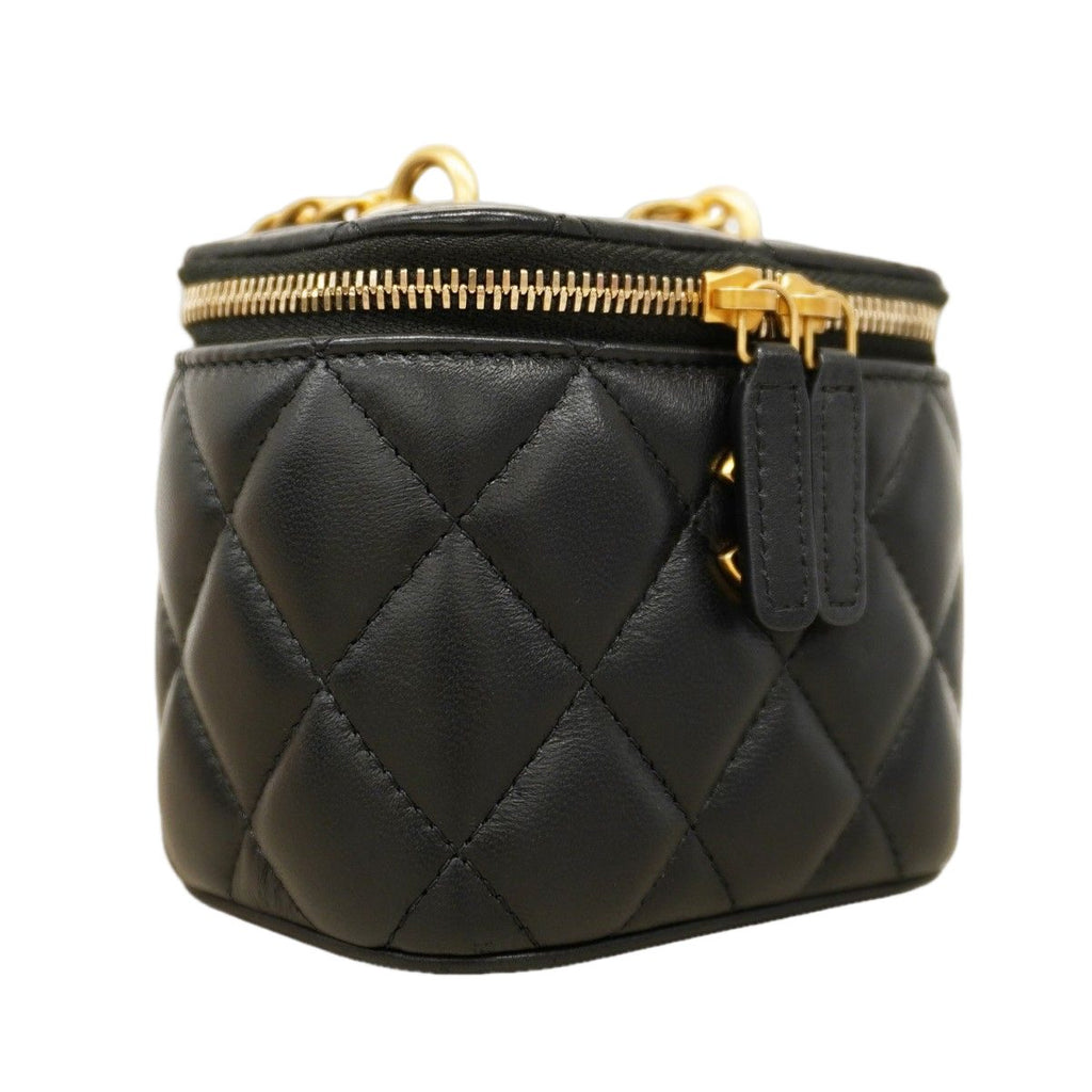 Chanel Shoulder Bag Quilted Lambskin Black Gold — view 2