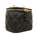 Chanel Shoulder Bag Quilted Lambskin Black Gold — view 2
