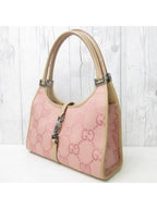 Gucci GG Jackie O Hobo Pink Shoulder Bag Sherry Monogram Web Leather