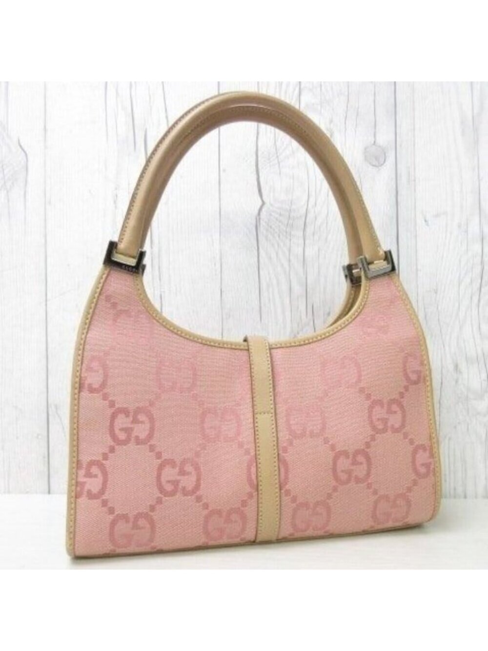 Gucci GG Jackie O Hobo Pink Shoulder Bag Sherry Monogram Web Leather