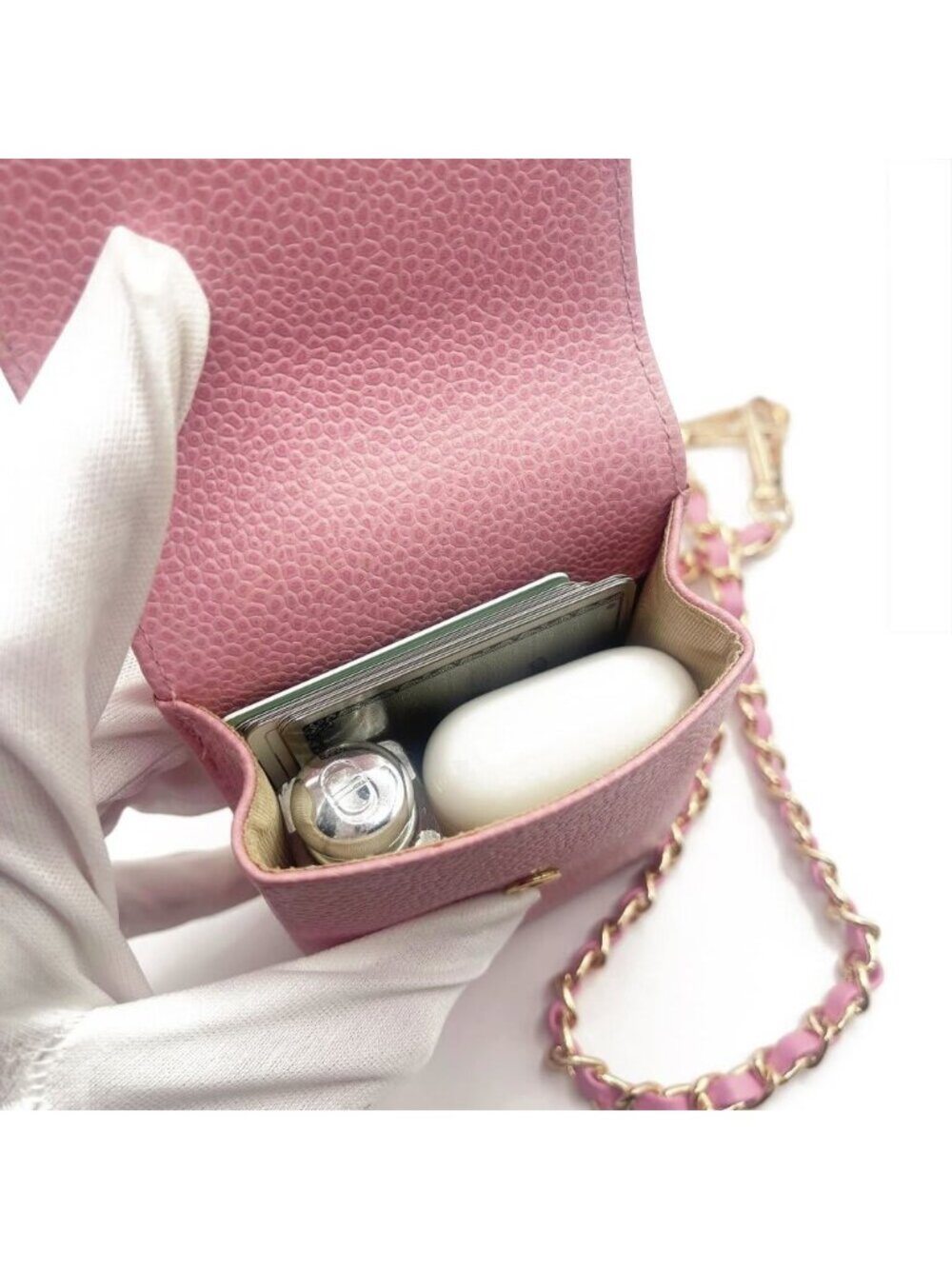 Chanel Vintage Mini Flap Caviar Leather Pouch Cigarette Case Crossbody