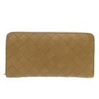 Bottega Veneta Intrecciato Leather Brown Round Zipper Long Wallet 0387