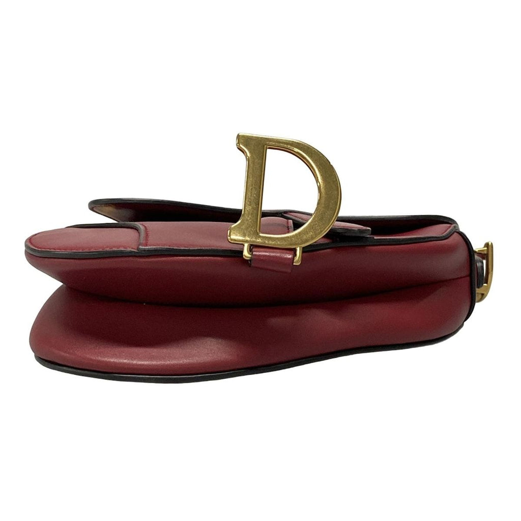 Christian Dior Handbag Saddle Bag Red Leather Gold Hw — view 5