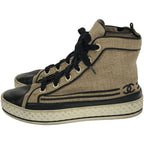 Chanel Leather Canvas Combination Sneakers Beige 37 1 2 — view 2