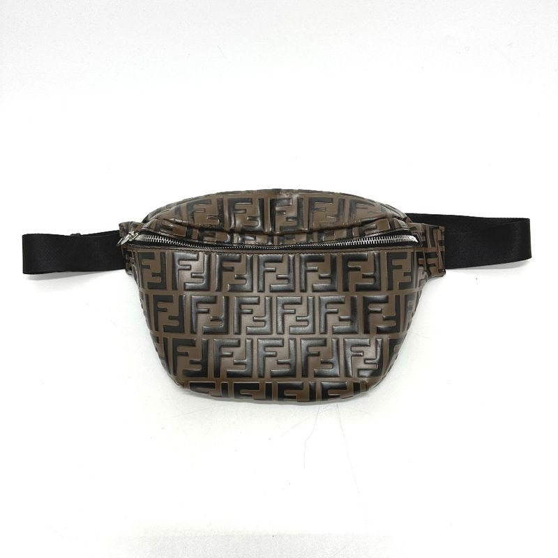 Fendi Body Bag Zucca 7 Va434 Leather Brown