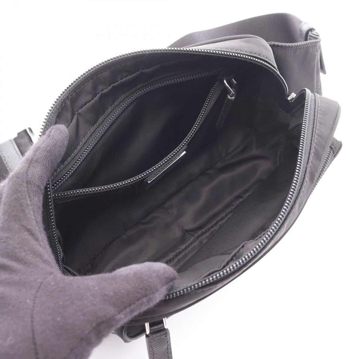 Prada Waist Bag Re-Nylon Black Nylon Saffiano Leather — view 3