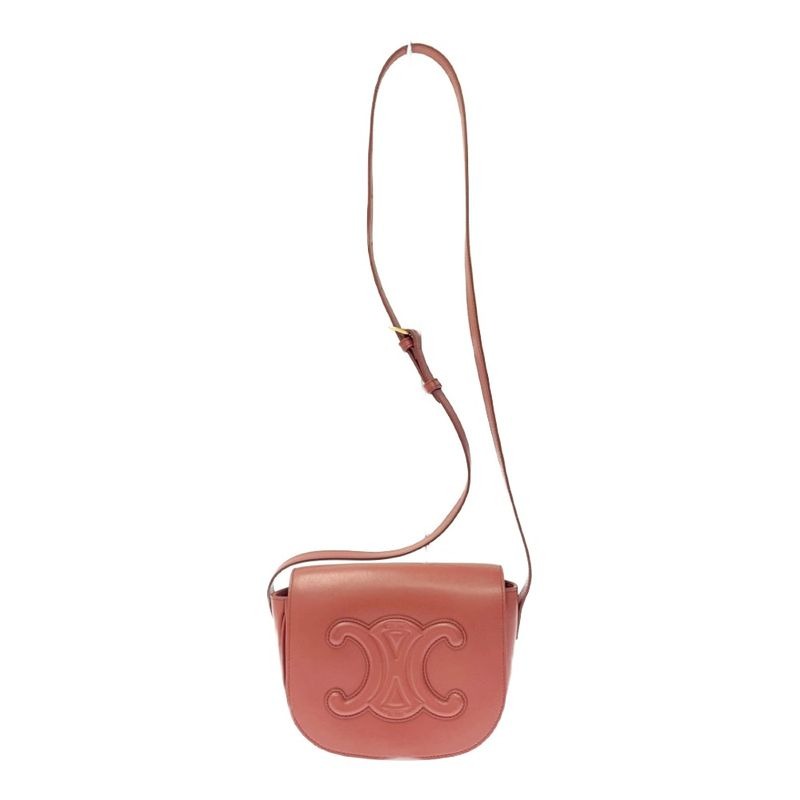 Celine Leather Folco Cuir Triomphe Shoulder Bag Lipstick